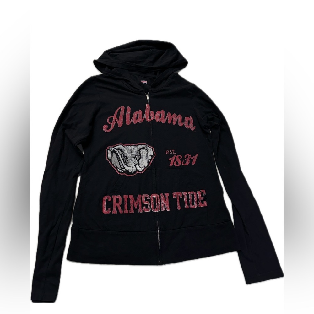 Soffe “Alabama Crimson Tide” Black Front Zip Hoodie Size XL